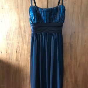 Blue with black sheer dress